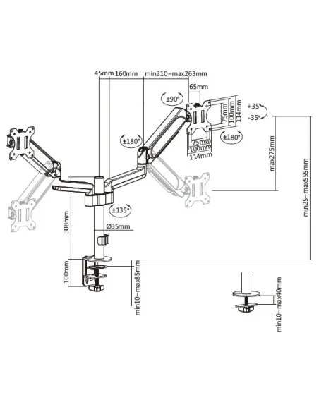 Equip Soporte de sobremesa para dos monitores de 17"-32