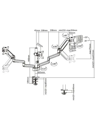 Equip Soporte de sobremesa para monitor triple de 17"-27