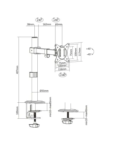 Equip Soporte de escritorio articulado para monitor de 17«-32», negro