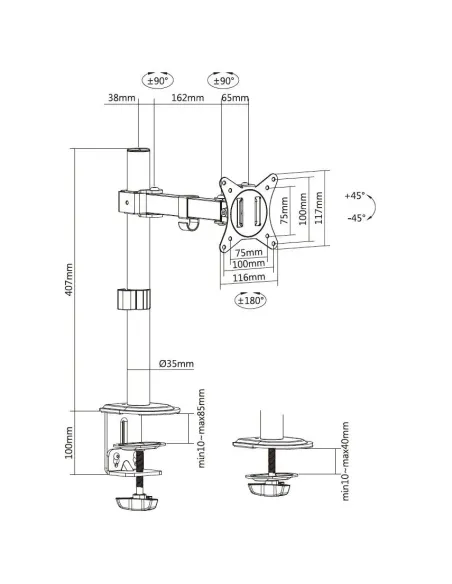 Equip Soporte de escritorio articulado para monitor de 17«-32», negro