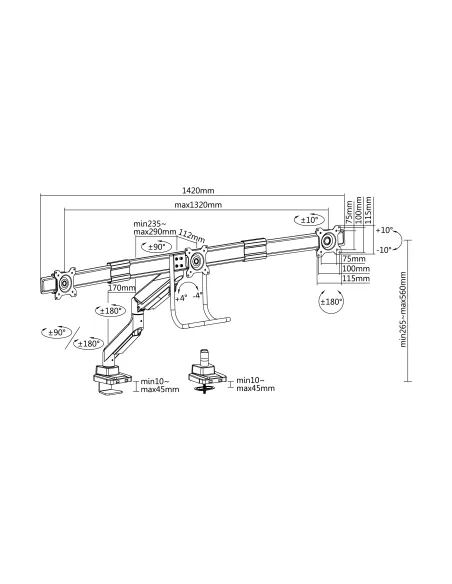 Equip Soporte de sobremesa para monitor triple de 17"-27