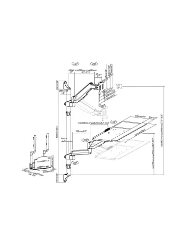 Equip Estación de trabajo mural con un solo monitor de 17"-32