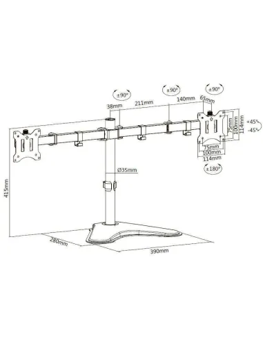 Equip Soporte de sobremesa económico para dos monitores de 17"-32