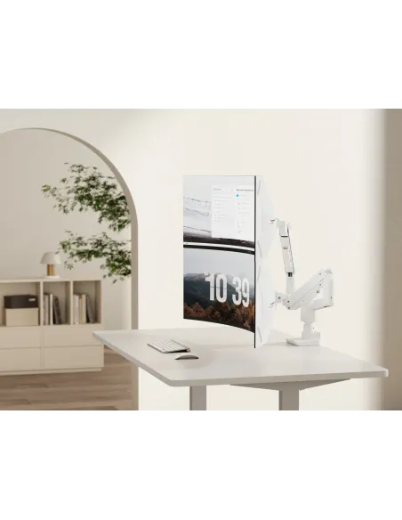 Equip Soporte de escritorio para monitor doble de 17«-35», blanco