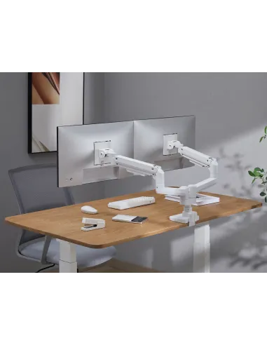 Equip Soporte de escritorio para monitor doble de 17«-35», blanco