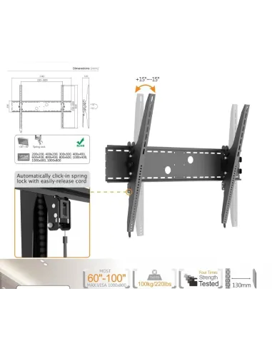Equip 650322 Soporte de pared para TV curva inclinable de 60"-100