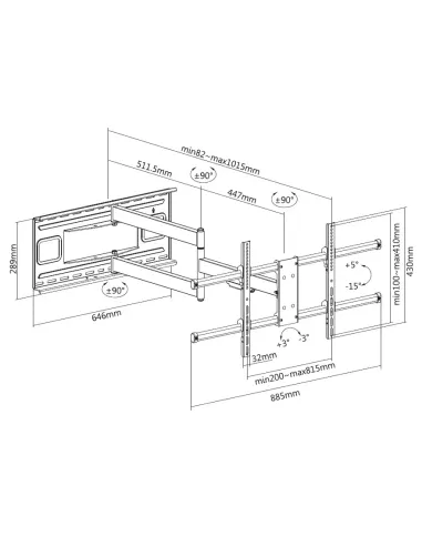 Equip Soporte de pared para TV de movimiento completo con brazo largo de 43"-80