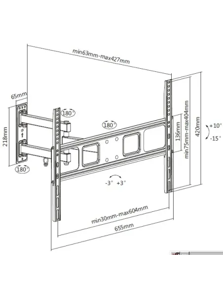 Equip Soporte de pared articulado para TV de 37"-70