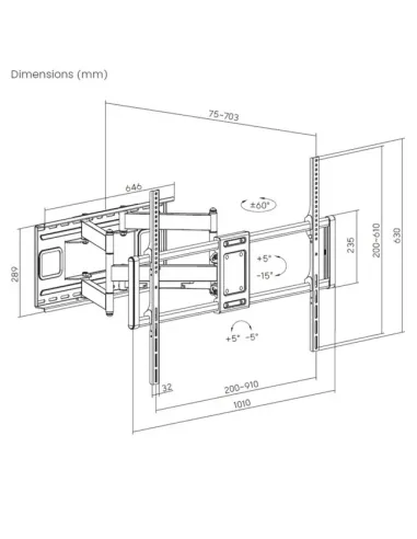 Equip Soporte de pared articulado para TV de 37"-70