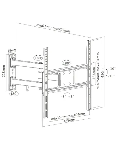 Equip 650341 Soporte de pared articulado para TV de 32"-55