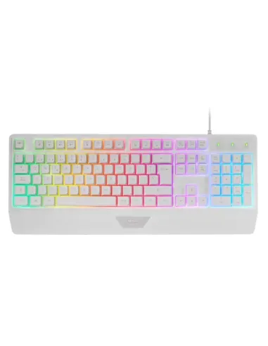 Mars Gaming MK124, Teclado Ergonómico H-Mech, Reposamuñecas Integrado, Iluminación FRGB Rainbow, Teclado Gaming Antighosting