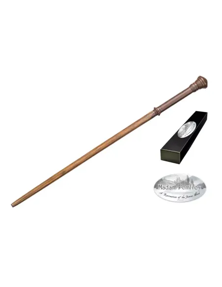 Replica the noble collection harry potter varita de  madam pomfrey con caja y placa de identificacion