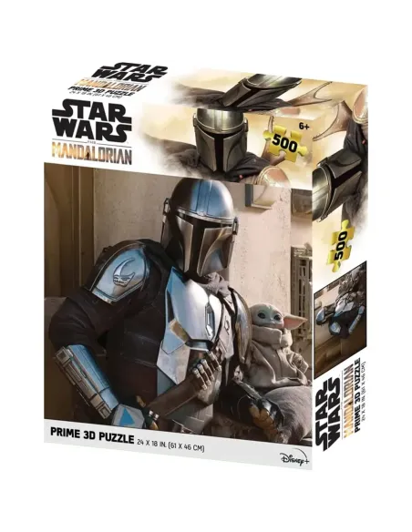 Puzle lenticular prime 3d 500 piezas the mandalorian el mandaloriano mando & grogu