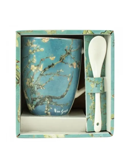 Taza de cerámica con cuchara enesco los almendros vincent van gogh