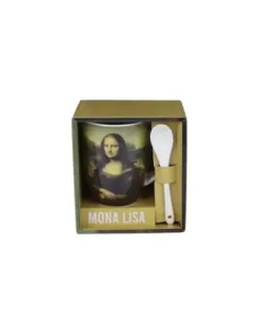 Taza de cerámica con cuchara enesco mona lisa