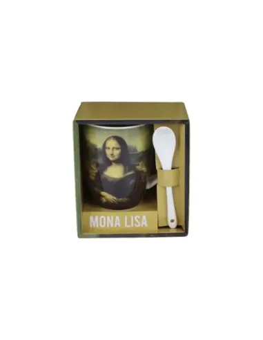Taza de cerámica con cuchara enesco mona lisa