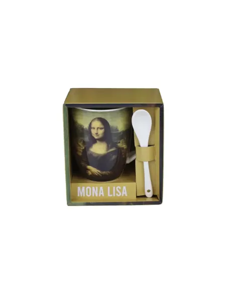Taza de cerámica con cuchara enesco mona lisa