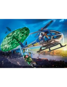 Playmobil ciudad helicoptero de policia persecucion en paracaidas