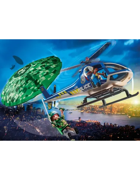 Playmobil ciudad helicoptero de policia persecucion en paracaidas