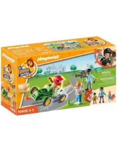 Playmobil  duck on call accion ambulancia ayuda al piloto de carreras