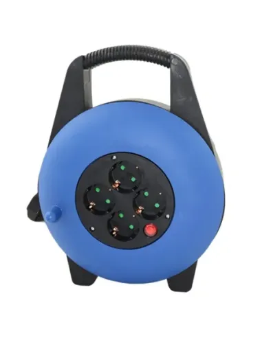Regleta alargadera enrollacables 4 tomas -  15m -  16a -  250v -  3x1.5mm -  color azul
