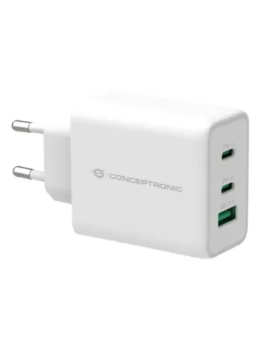 Cargador conceptronic carga rapida pd 1 puerto usb tipo a - 2 puertos usb tipo c - althea - 65w - blanco
