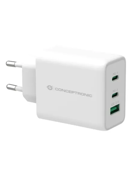 Cargador conceptronic carga rapida pd 1 puerto usb tipo a - 2 puertos usb tipo c - althea - 65w - blanco