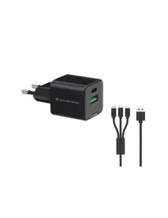 Cargador de pared conceptronic althea16b 33w + cable usb 3.0 3 en 1