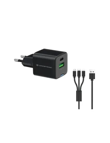 Cargador de pared conceptronic althea16b 33w + cable usb 3.0 3 en 1
