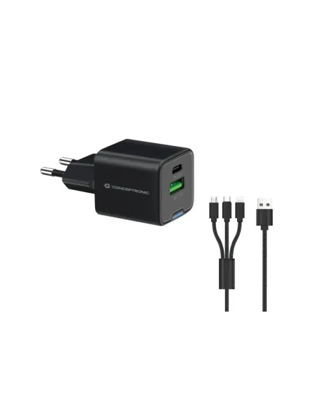 Cargador de pared conceptronic althea16b 33w + cable usb 3.0 3 en 1