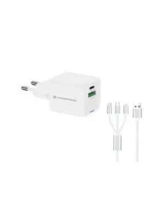 Cargador de pared conceptronic althea16w 33w + cable usb 3.0 3 en 1 blanco