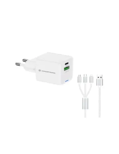 Cargador de pared conceptronic althea16w 33w + cable usb 3.0 3 en 1 blanco