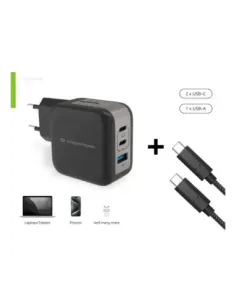 Cargador de pared conceptronic althea17b 67w 2x usb tipo c 1x usb tipo a