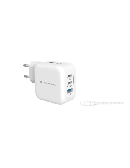 Cargador de pared conceptronic althea17w 67w + cable usb tipo c blanco