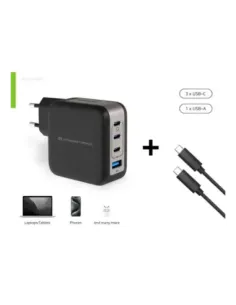 Cargador de pared conceptronic althea18b 100w 3x usb tipo c 1x usb tipo a