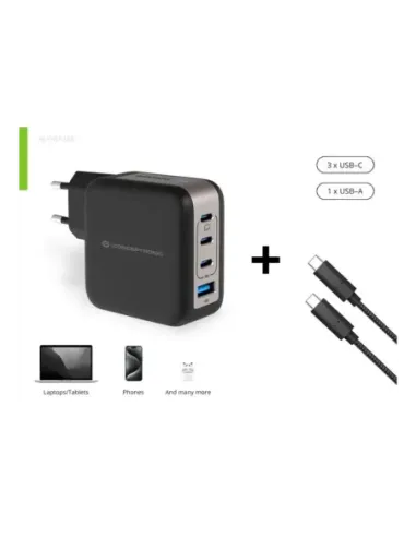 Cargador de pared conceptronic althea18b 100w 3x usb tipo c 1x usb tipo a