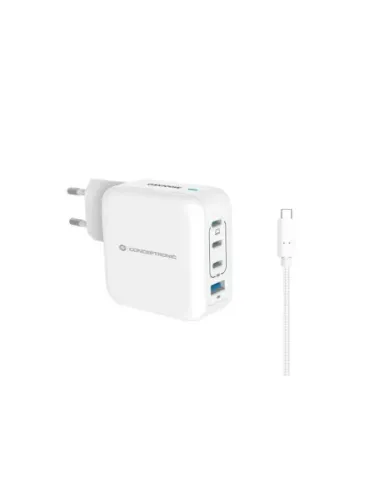 Cargador de pared conceptronic althea18w 100w + cable usb tipo c blanco