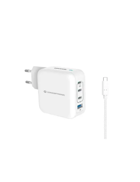 Cargador de pared conceptronic althea18w 100w + cable usb tipo c blanco