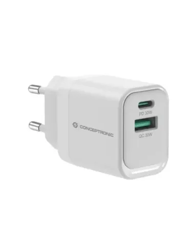 Cargador de pared conceptronic althea1933 33w 1x usb tipo x 1x usb tipo a blanco