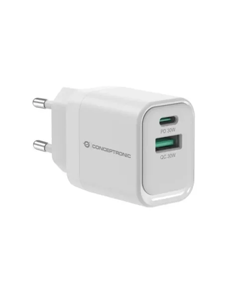 Cargador de pared conceptronic althea1933 33w 1x usb tipo x 1x usb tipo a blanco