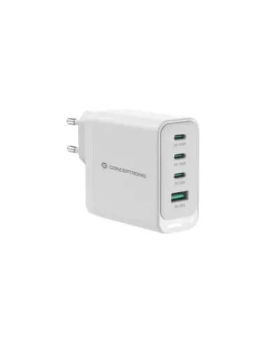 Cargador de pared conceptronic althea22w100 100w 3x usb tipo c 1x usb tipo a blanco
