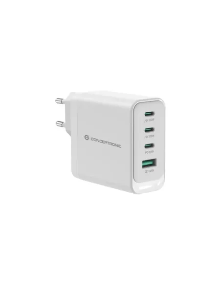 Cargador de pared conceptronic althea22w100 100w 3x usb tipo c 1x usb tipo a blanco