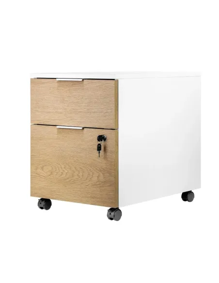 Cajonera phoenix artisan combinación blanca y madera natural