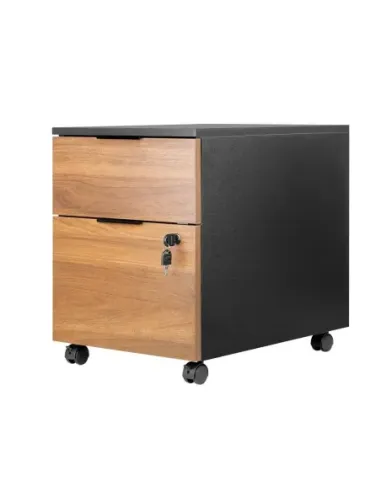 Cajonera phoenix artisan combinación negro y madera nogal