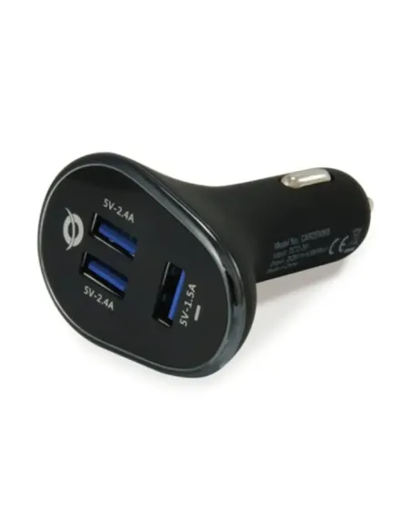 Cargador coche conceptronic carden06b  3 puertos usb tipo a 2p 5v - 2.4a 1p 5v - 1.5a 31.5w