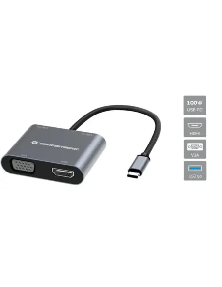 Hub usb tipo c conceptronic donn16g 1 x hdmi - 1 x vga - 1 x usb tipo c - 1 x usb 3.0