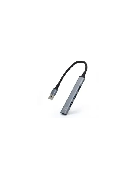 Ewent EW1144 hub de interfaz USB 3.2 Gen 1 (3.1 Gen 1) Type-A 5000 Mbit/s Gris, Plata