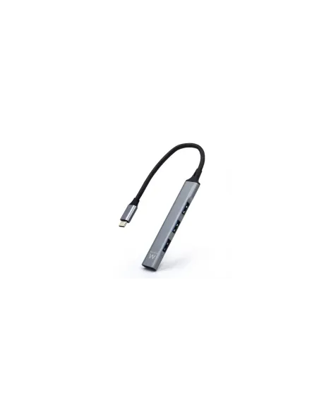 Ewent EW1145 hub de interfaz USB 3.2 Gen 1 (3.1 Gen 1) Type-C 5000 Mbit/s Gris, Plata