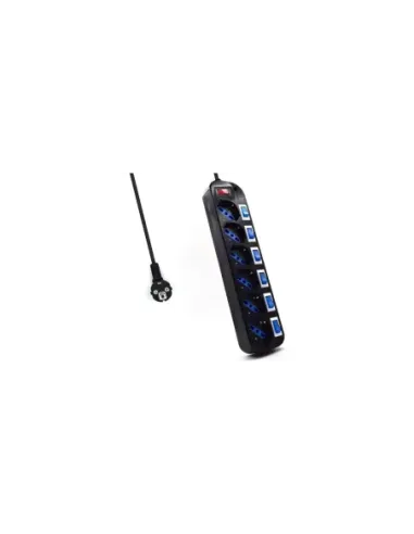 Ewent EW3851 limitador de tensión Negro 6 salidas AC 220 V 1,5 m