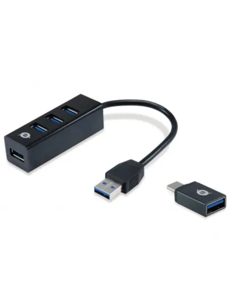 Hub usb 3.0 conceptronic hubbies04b 4 puertos con adaptador otg usb tipo c